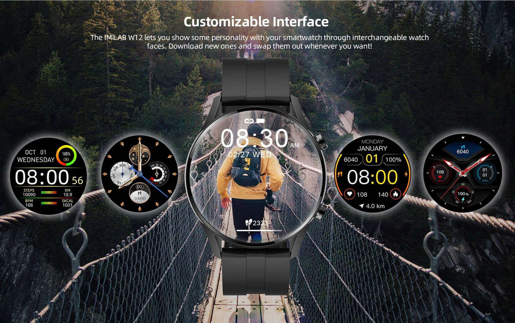 IMILAB W12 Bluetooth smart watch with IP68 rating and fitness tools