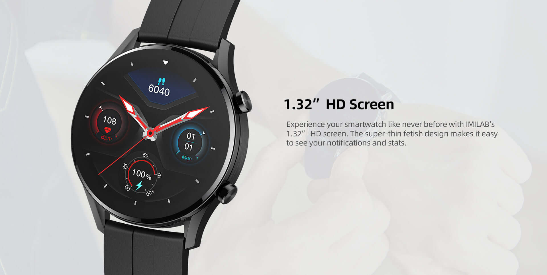 Smart fitness watch IMILAB W12 black for Android and iOS users