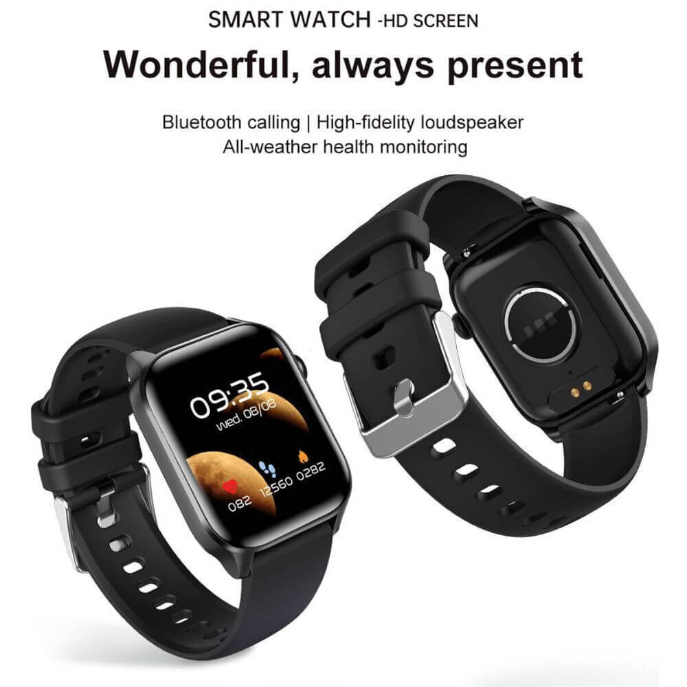 Smart fitness watch with waterproof body and health features