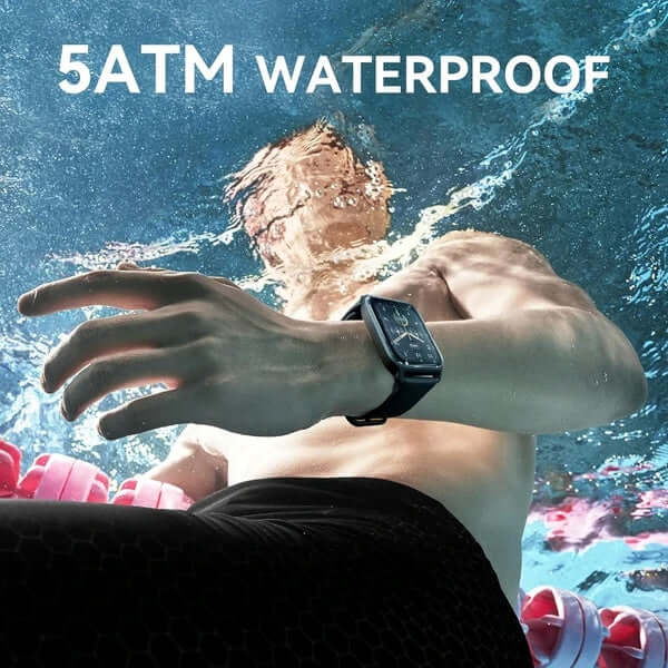 5ATM waterproof smartwatch for workouts and daily activity tracking