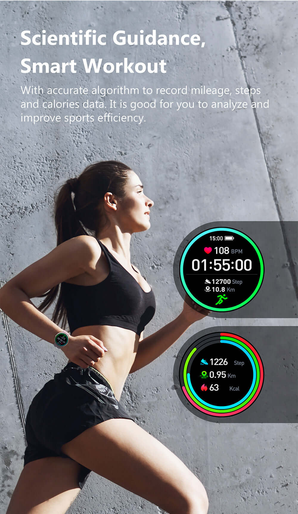 Sporty black IMILAB KW66 smart watch with IP68 protection