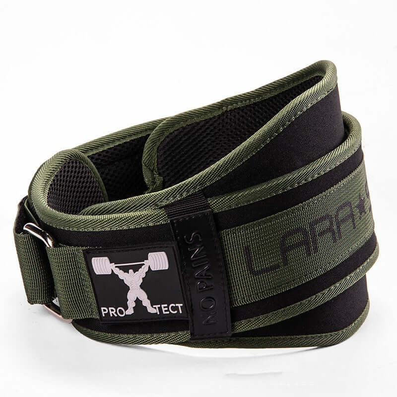 Men's large fitness belt in army green for lumbar support during workouts and sports activities.