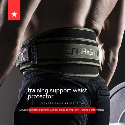 Men's large fitness belt in army green for lumbar support during workouts and sports activities.
