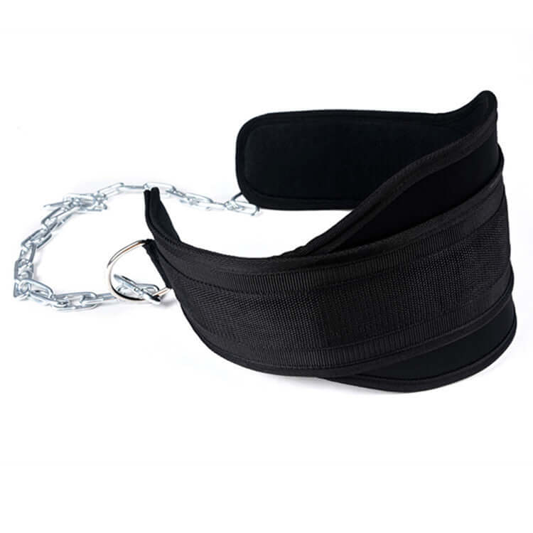 Durable fitness weight belt with chainring for weighted pull-ups and dips, made of high-quality cowhide leather.