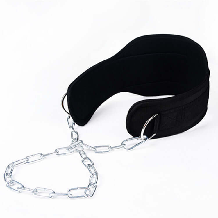 Fitness weight belt with chainring for pull-ups, made of durable cowhide leather, compact and easy to carry.