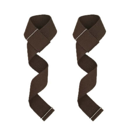 New 2pcs gym lifting straps in brown, made from 100% cotton for weight lifting and workouts.
